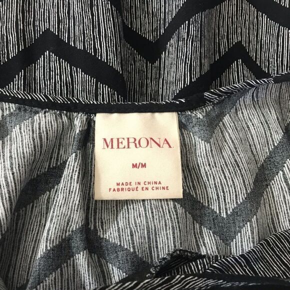 Merona maxi sleeveless dress black & white herringbone print size M - Picture 3 of 7